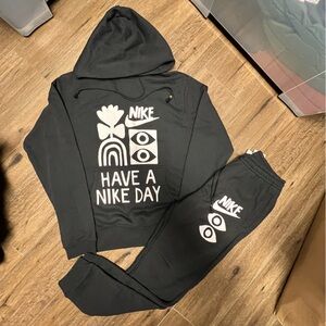 Nike Black Graphic Hoodie and Joggers Set
